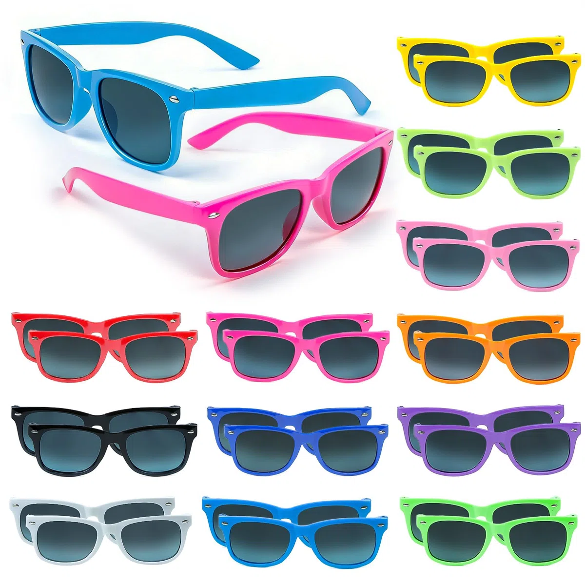 Gafas de sol Colores neón，24 unidades para niños, regalos de fiesta, para hombres y mujeres, ideales para verano, playa, piscina, cumpleaños y actividades al aire libre